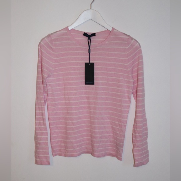 Patrick Assaraf | Pink and White Long Sleeve Top Size X small New - Picture 2 of 4